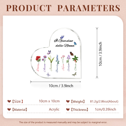 Targa Cuore in Acrilico Personalizzata - 7 Nome e Testo Personalizzati, Regalo per Famiglia | Jessemade