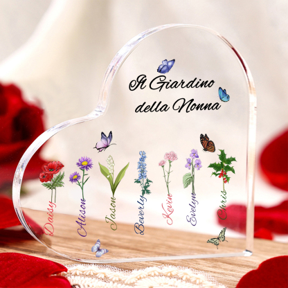 Targa Cuore in Acrilico Personalizzata - 7 Nome e Testo Personalizzati