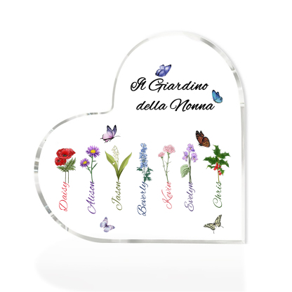 Targa Cuore in Acrilico Personalizzata - 7 Nome e Testo Personalizzati, Regalo per Famiglia | Jessemade