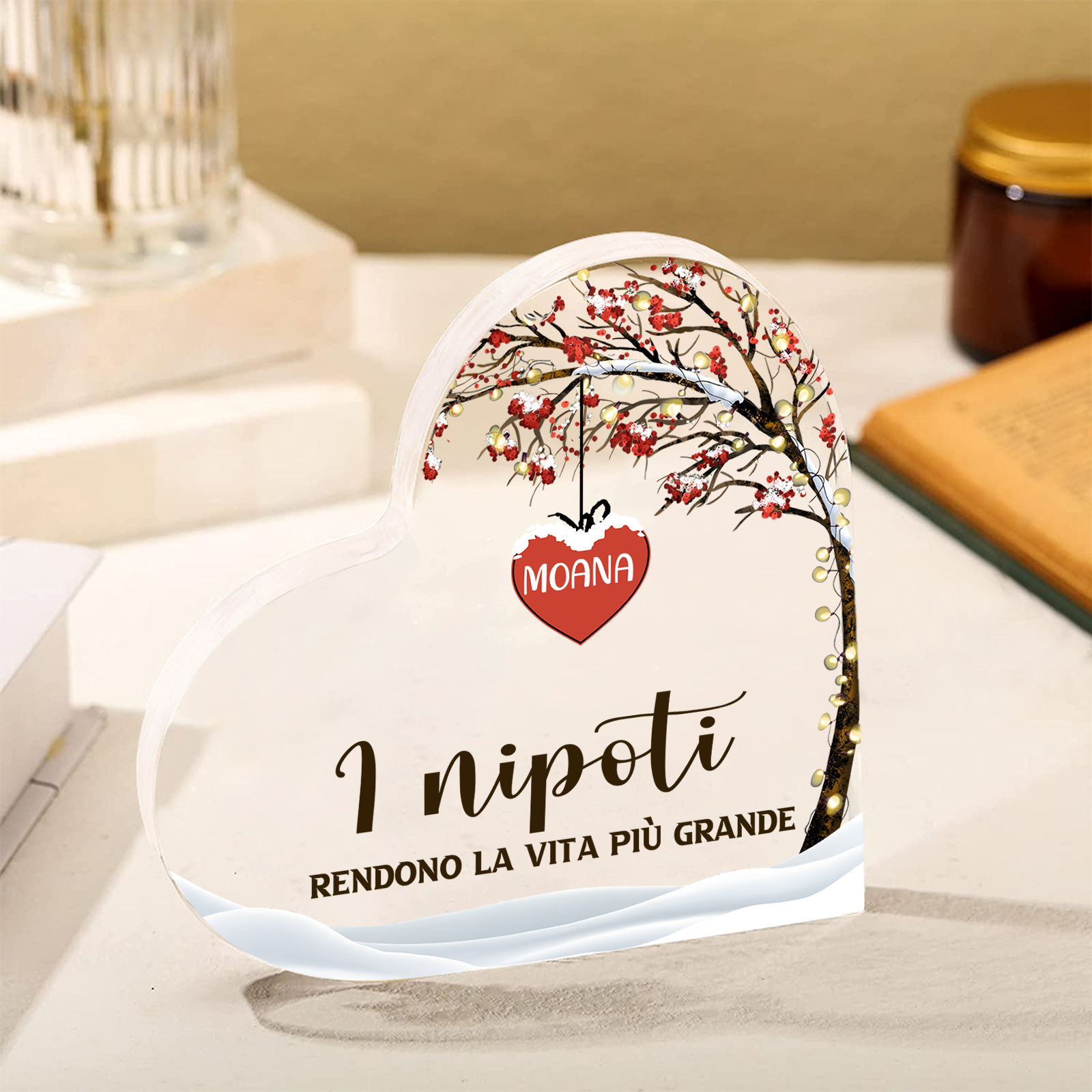 [Copy]Ornamenti Acrilico a Cuore Personalizzato con 3 Nomi e 2 Testi - Regalo Unico per la Famiglia | Jessemade