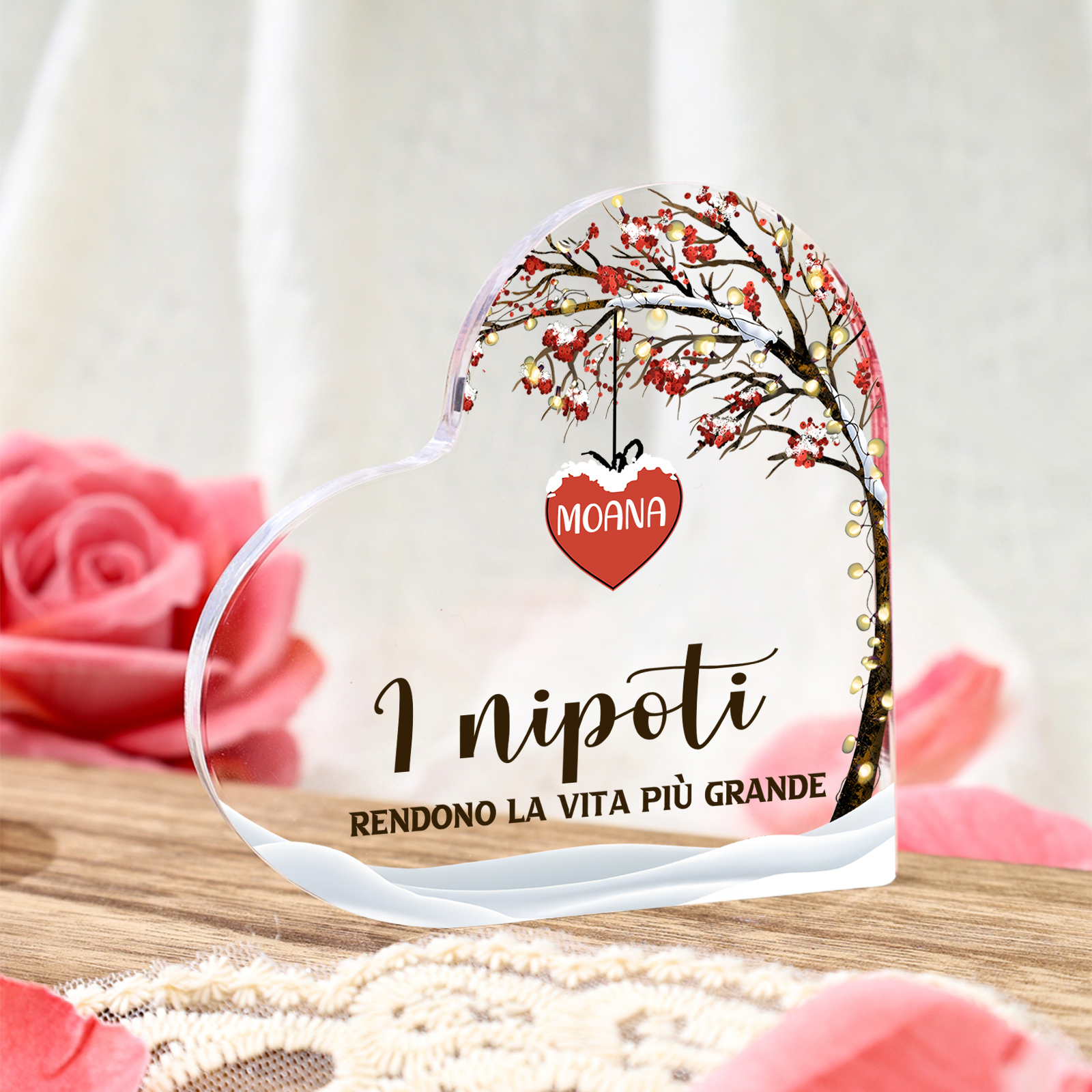 [Copy]Ornamenti Acrilico a Cuore Personalizzato con 3 Nomi e 2 Testi - Regalo Unico per la Famiglia | Jessemade