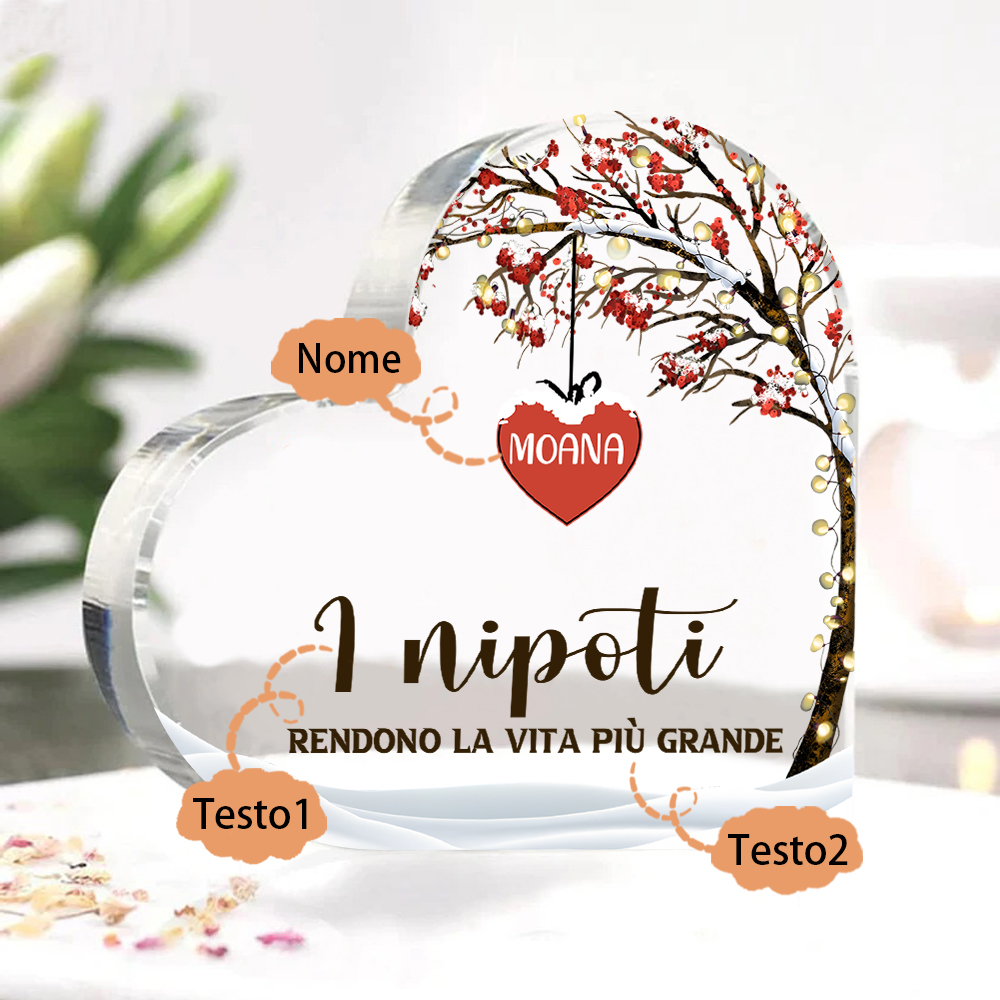 [Copy]Ornamenti Acrilico a Cuore Personalizzato con 3 Nomi e 2 Testi - Regalo Unico per la Famiglia | Jessemade
