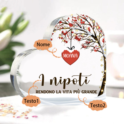 [Copy]Ornamenti Acrilico a Cuore Personalizzato con 3 Nomi e 2 Testi - Regalo Unico per la Famiglia | Jessemade