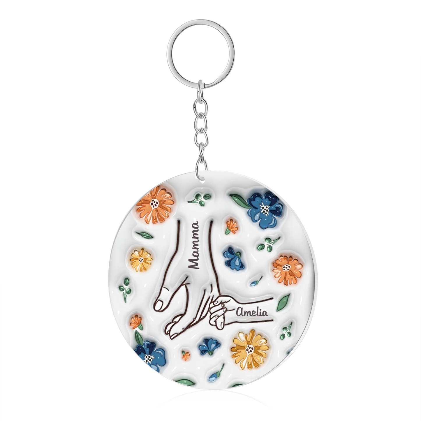 Decorazione Natalizia Personalizzata - Design Rotondo con Mano e 2 Nomi, Regalo per la Famiglia | Jessemade