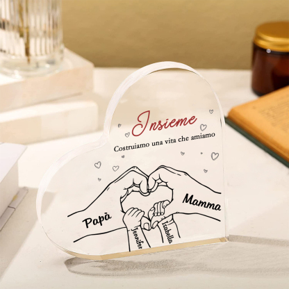 Ornamenti Acrilico a Cuore Personalizzato con 4 Nomi e 2 Testi - Regalo Unico per la Famiglia | Jessemade