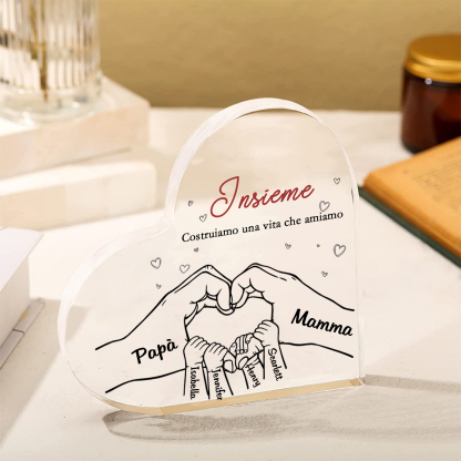 Ornamenti Acrilico a Cuore Personalizzato con 6 Nomi e 2 Testi - Regalo Unico per la Famiglia | Jessemade