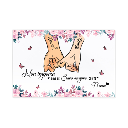 Decorazione Personalizzata in Acrilico Rettangolare con 2 Nomi - "Non importa dove sei, sarò sempre con te" - Regalo di Natale per Lui/Lei | Jessemade