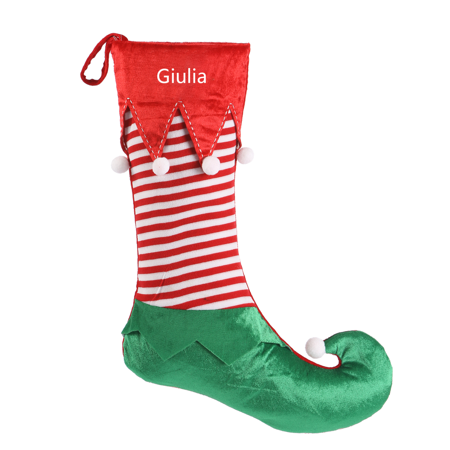 Calza Natalizia Personalizzata in Poliestere a Tema Elfo - Nome Personalizzabile Regalo di Natale per Famiglia | Jessemade