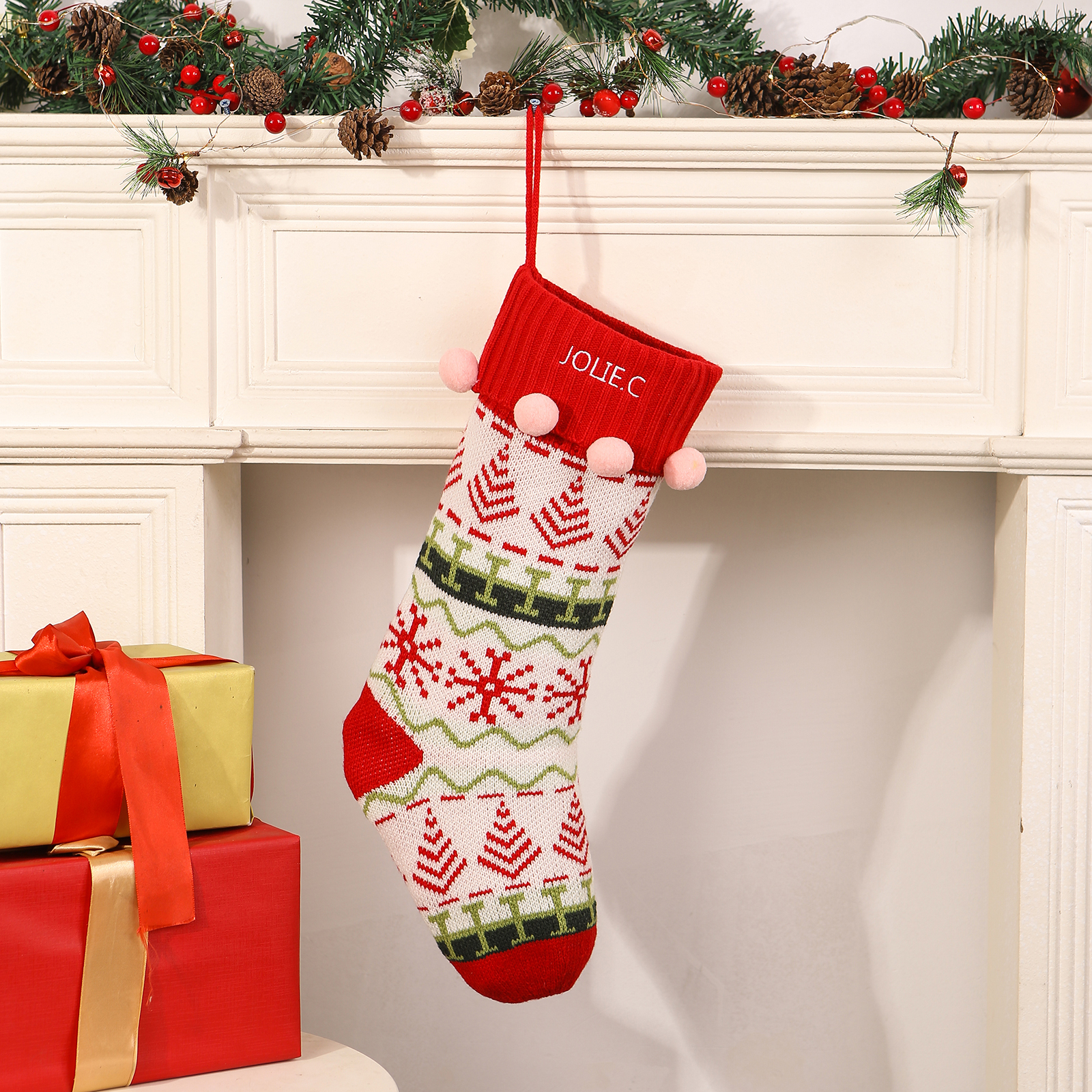 Calze di Natale Personalizzate – Materiale in Fibra Acrilica, Nome Per