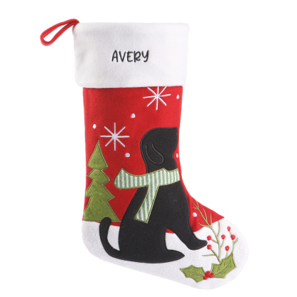 Calza Natalizia Personalizzata - Poliestere, Nome Personalizzato, Motivo Cane o Gatto, Regalo di Natale per Famiglia | Jessemade