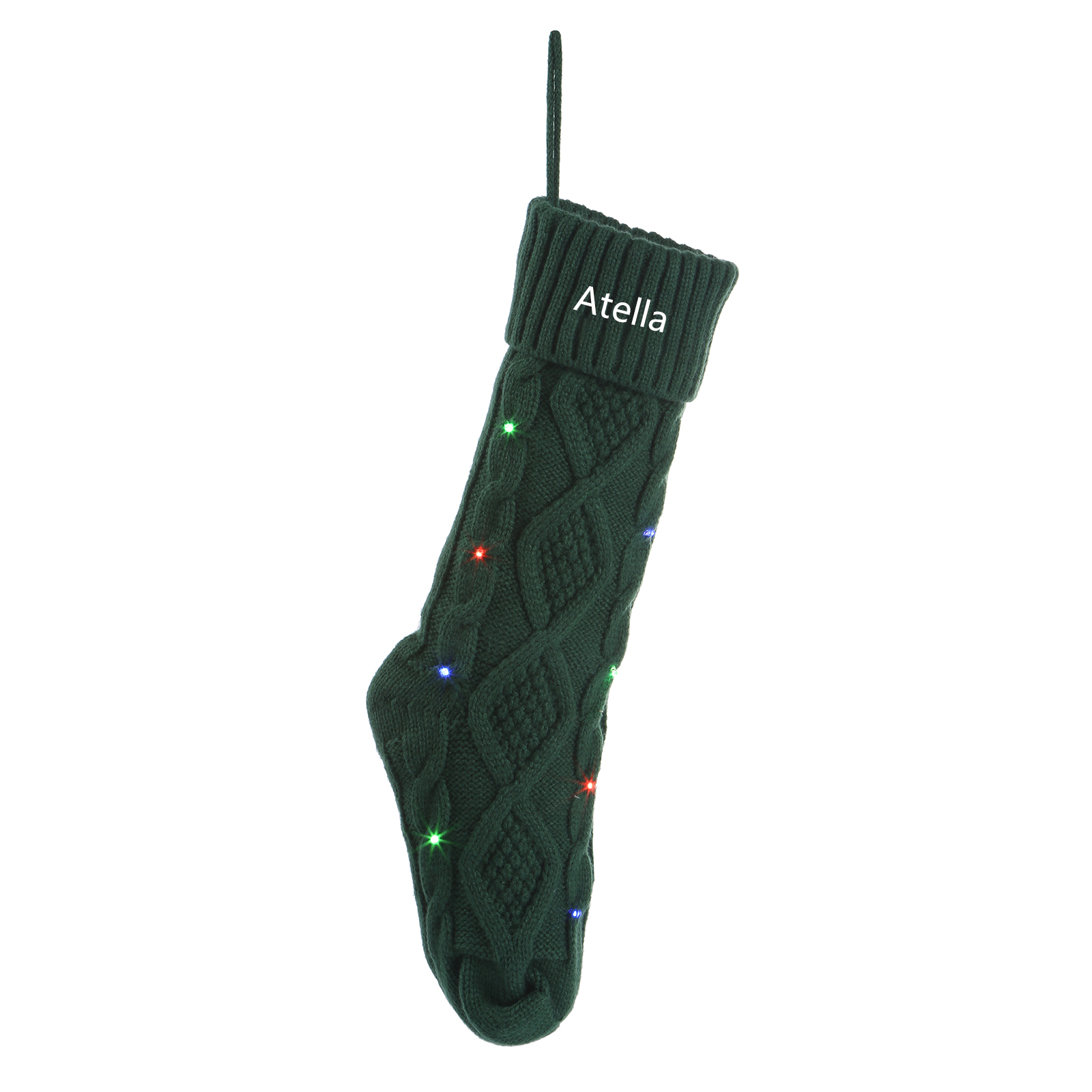 Calza Natalizia Personalizzata in Tessuto Lavorato a Maglia - Nome Personalizzabile in Rosso o Verde per Regalo di Natale alla Famiglia | Jessemade