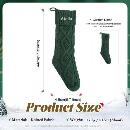 Calza Natalizia Personalizzata in Tessuto Lavorato a Maglia - Nome Personalizzabile in Rosso o Verde per Regalo di Natale alla Famiglia | Jessemade