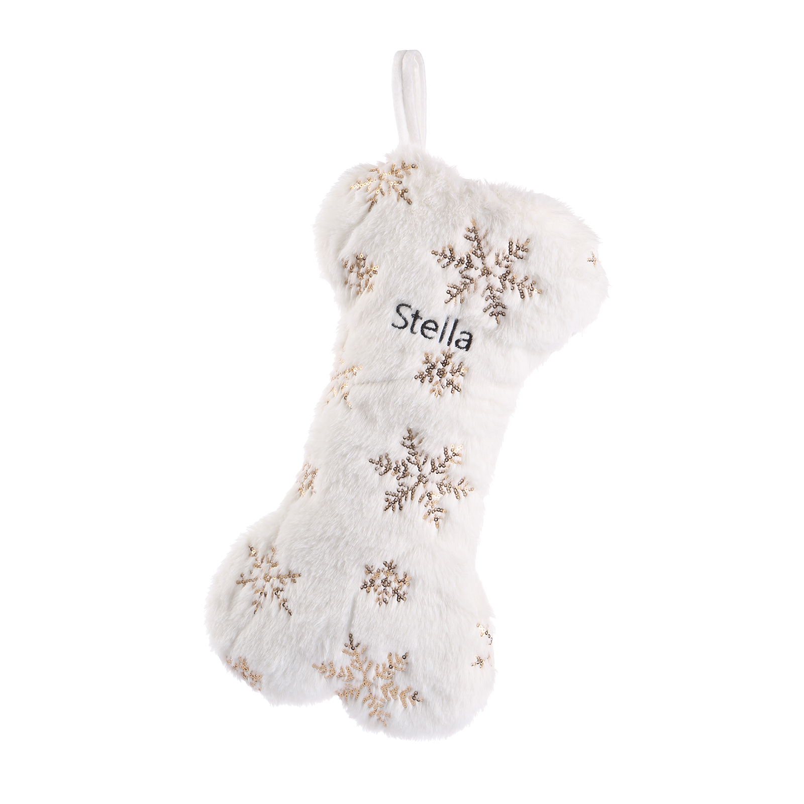 Calza Natalizia Personalizzata a Forma di Osso - Tessuto Non Tessuto, Nome Personalizzato - Regalo di Natale per Famiglia | Jessemade