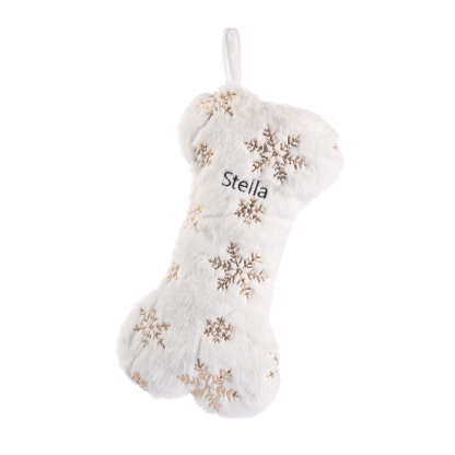 Calza Natalizia Personalizzata a Forma di Osso - Tessuto Non Tessuto, Nome Personalizzato - Regalo di Natale per Famiglia | Jessemade