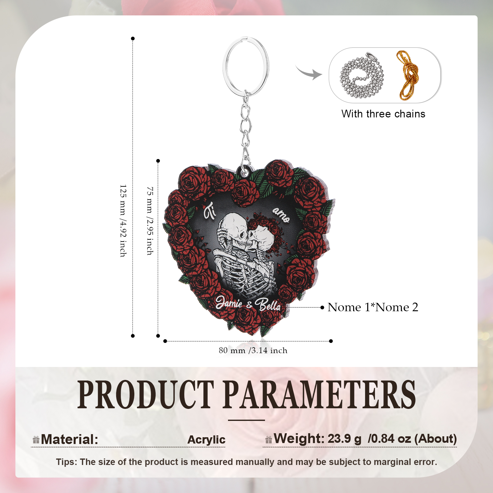 Decorazione/Pendente Natalizia Personalizzata in Acrilico con 2 Nomi - "Ti Amo" - Regalo di Natale per Lui/Lei | Jessemade