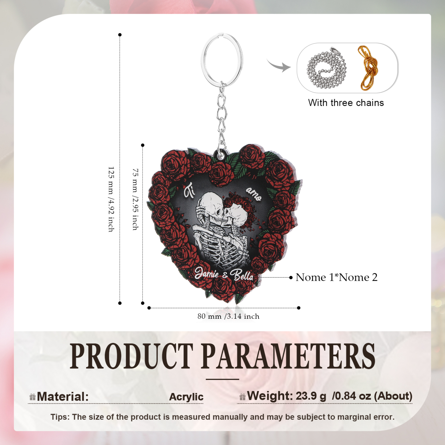 Decorazione/Pendente Natalizia Personalizzata in Acrilico con 2 Nomi - "Ti Amo" - Regalo di Natale per Lui/Lei | Jessemade