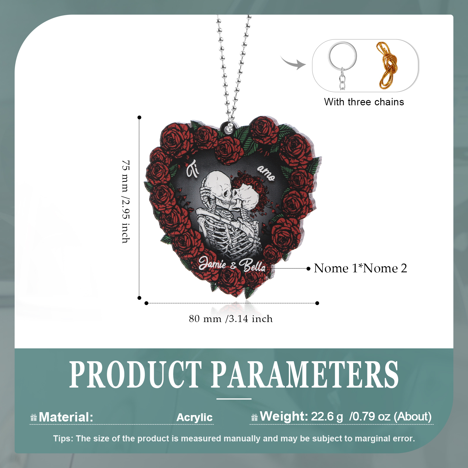 Decorazione/Pendente Natalizia Personalizzata in Acrilico con 2 Nomi - "Ti Amo" - Regalo di Natale per Lui/Lei | Jessemade