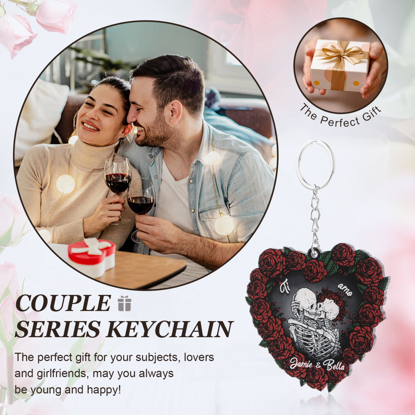 Decorazione/Pendente Natalizia Personalizzata in Acrilico con 2 Nomi - "Ti Amo" - Regalo di Natale per Lui/Lei | Jessemade