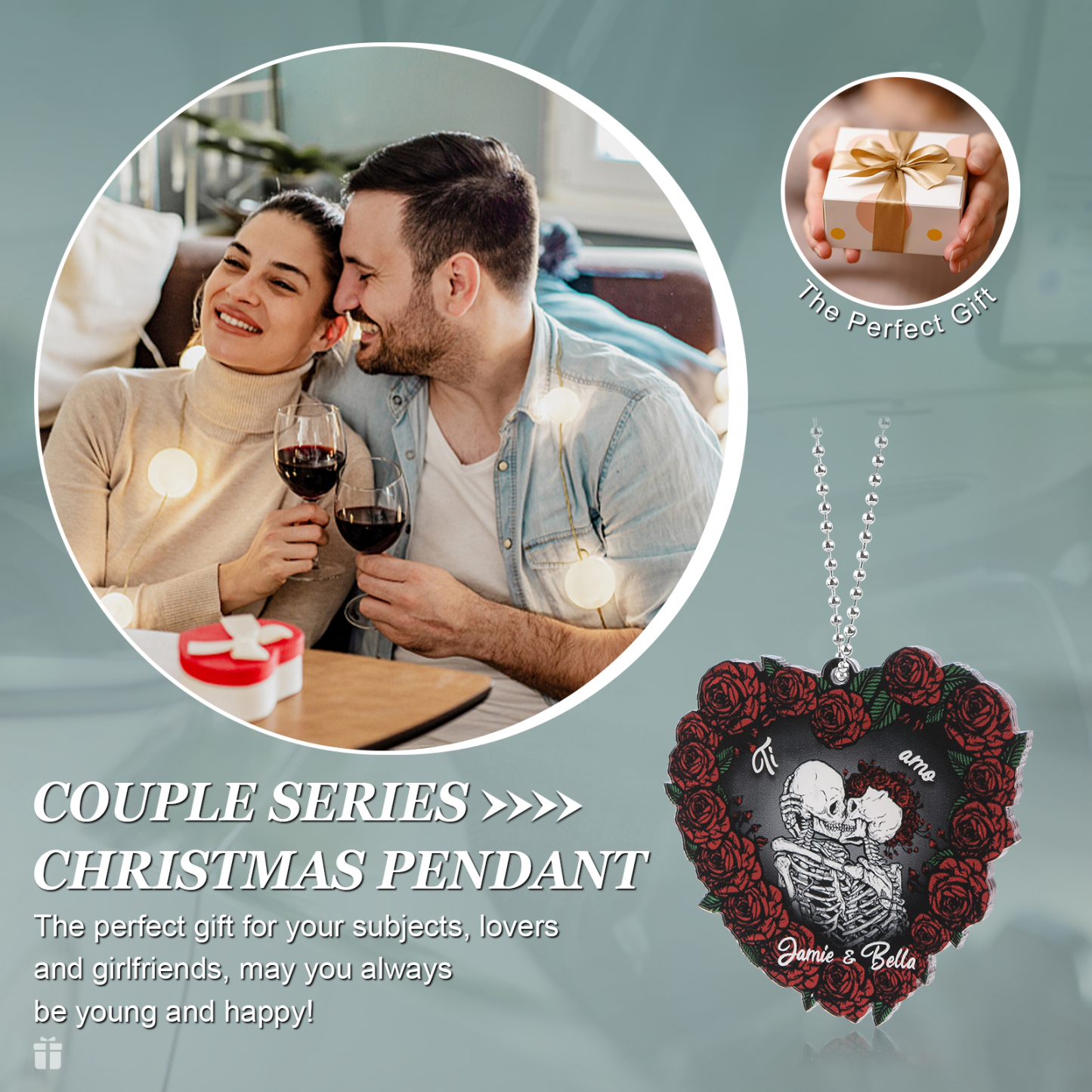 Decorazione/Pendente Natalizia Personalizzata in Acrilico con 2 Nomi - "Ti Amo" - Regalo di Natale per Lui/Lei | Jessemade