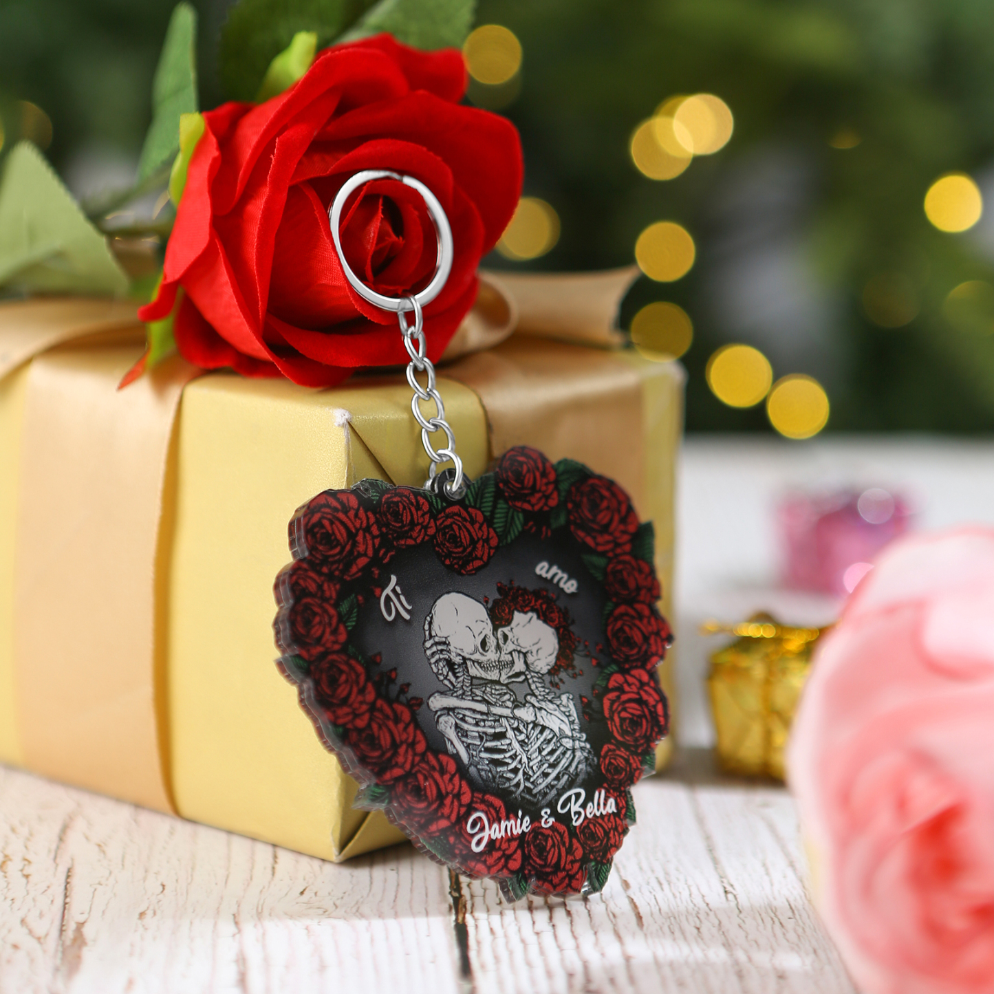 Decorazione/Pendente Natalizia Personalizzata in Acrilico con 2 Nomi - "Ti Amo" - Regalo di Natale per Lui/Lei | Jessemade