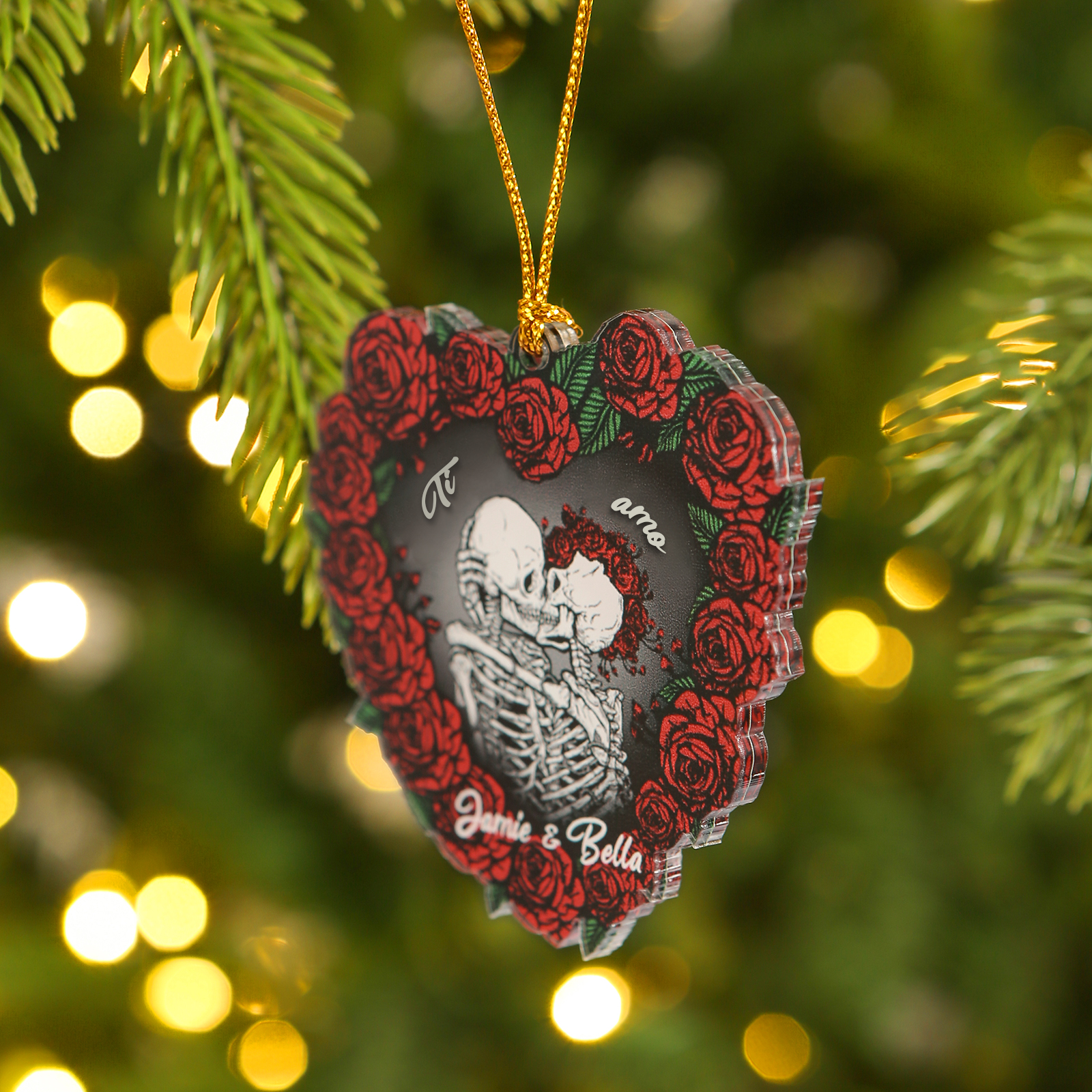 Decorazione/Pendente Natalizia Personalizzata in Acrilico con 2 Nomi - "Ti Amo" - Regalo di Natale per Lui/Lei | Jessemade