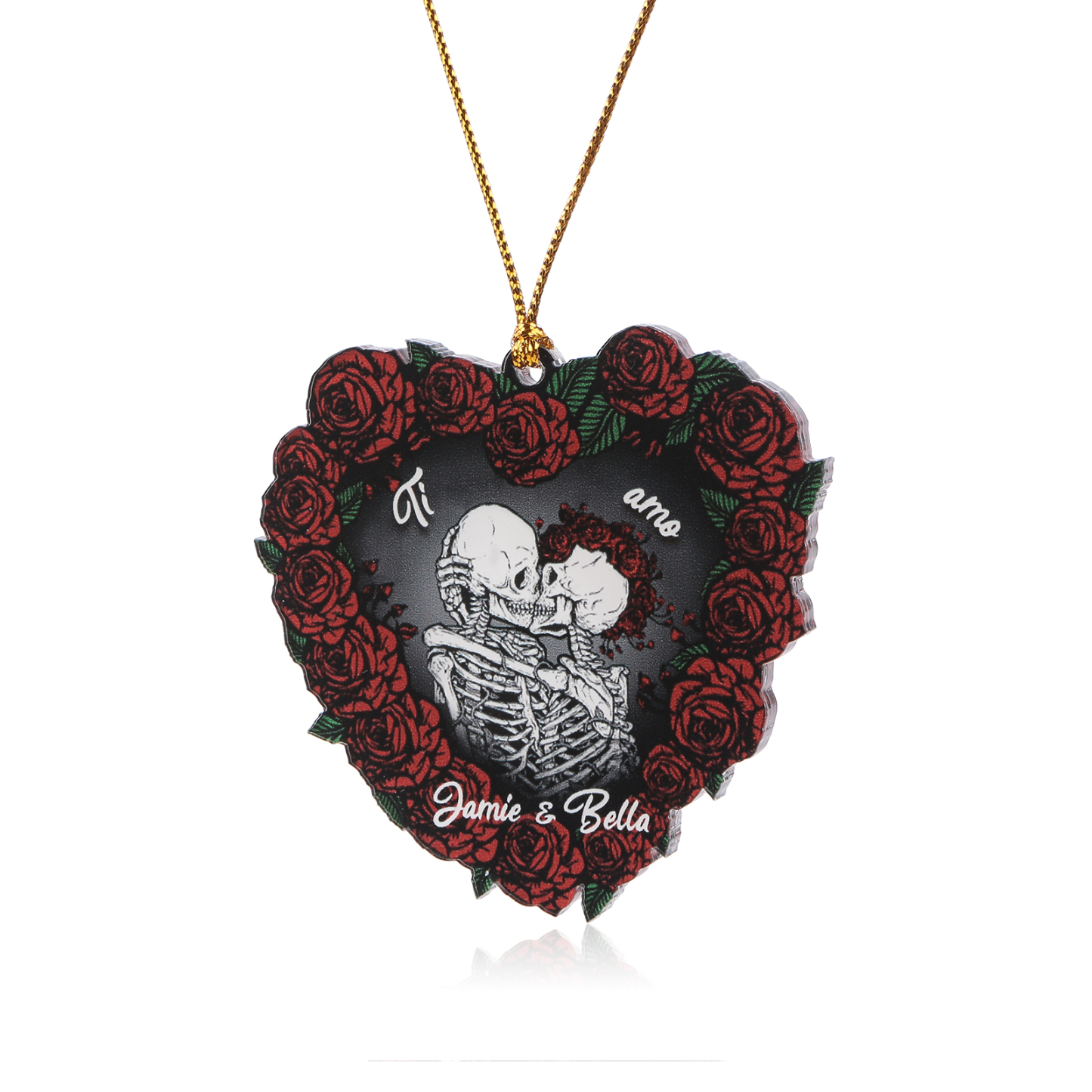 Decorazione/Pendente Natalizia Personalizzata in Acrilico con 2 Nomi - "Ti Amo" - Regalo di Natale per Lui/Lei | Jessemade