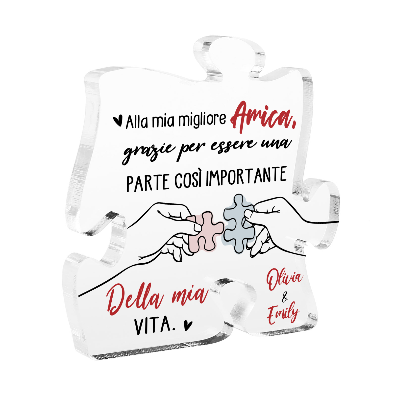 Ornamento acrilico personalizzato per amico, 2 nomi personalizzati, puzzle acrilico, ricordo, ornamento da scrivania, regalo per amico | Jessemade