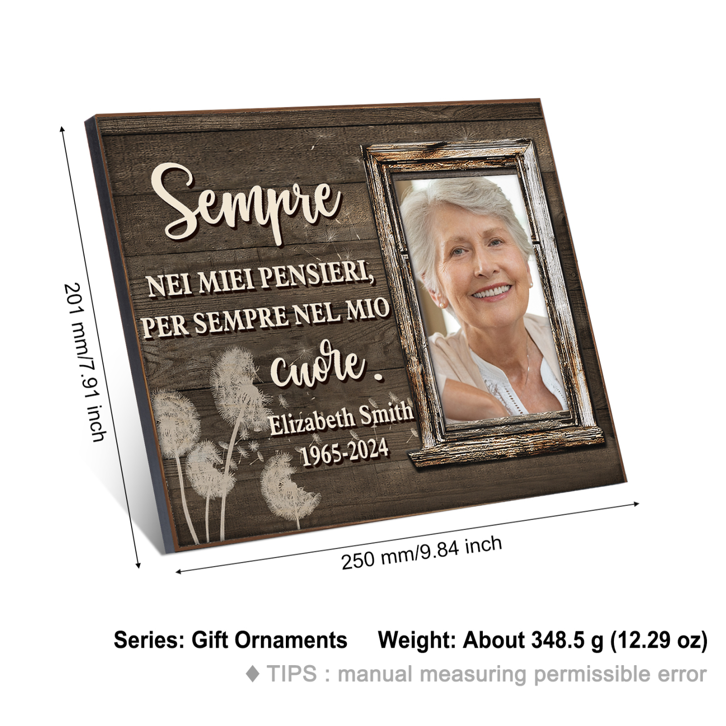 Ornamenti commemorativi personalizzati con 1 foto, nome e data, ornamenti in legno per commemorare i cari defunti | Jessemade