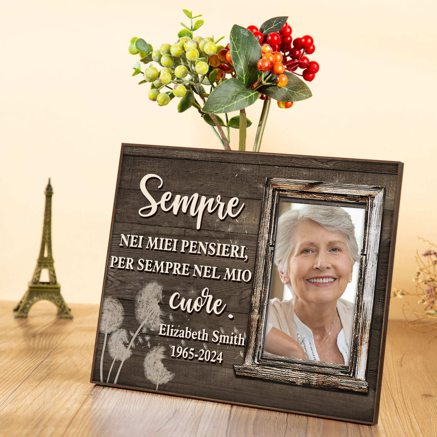 Ornamenti commemorativi personalizzati con 1 foto, nome e data, ornamenti in legno per commemorare i cari defunti | Jessemade