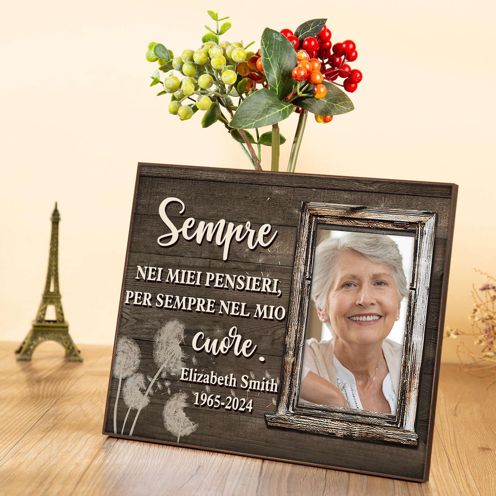 Ornamenti commemorativi personalizzati con 1 foto, nome e data, ornamenti in legno per commemorare i cari defunti | Jessemade