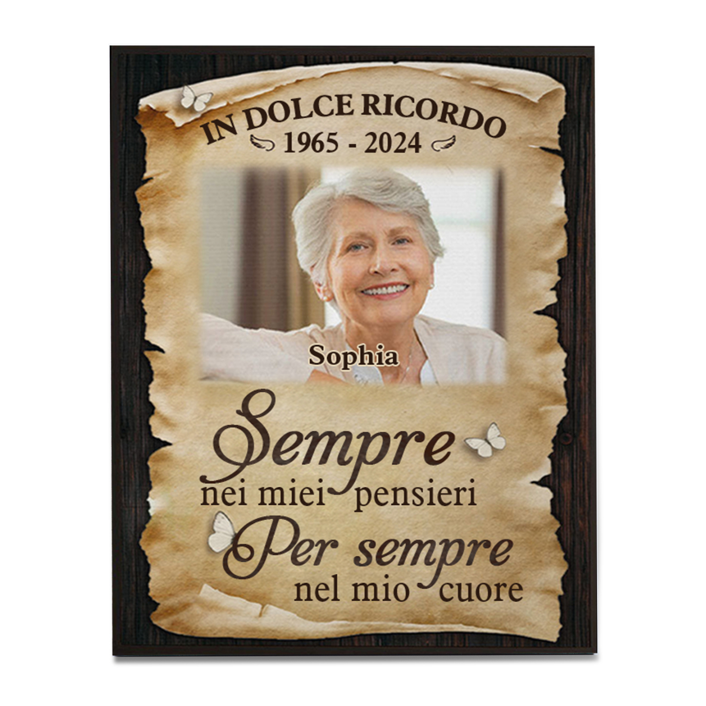 Per sempre nel mio cuore - Ornamenti commemorativi personalizzati con 1 foto, nome e data. Ornamenti in legno per commemorare i cari defunti | Jessemade