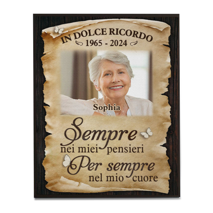 Per sempre nel mio cuore - Ornamenti commemorativi personalizzati con 1 foto, nome e data. Ornamenti in legno per commemorare i cari defunti | Jessemade