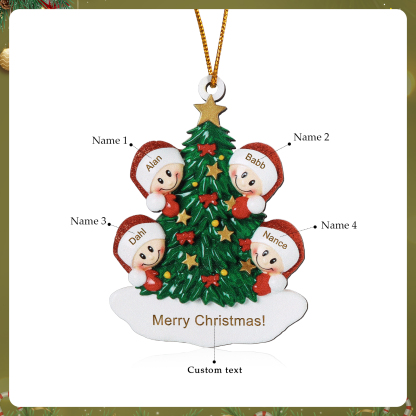 4 Names-Personalised Christmas Tree Ornament-Festive Holiday Decoration for Family | Jessemade