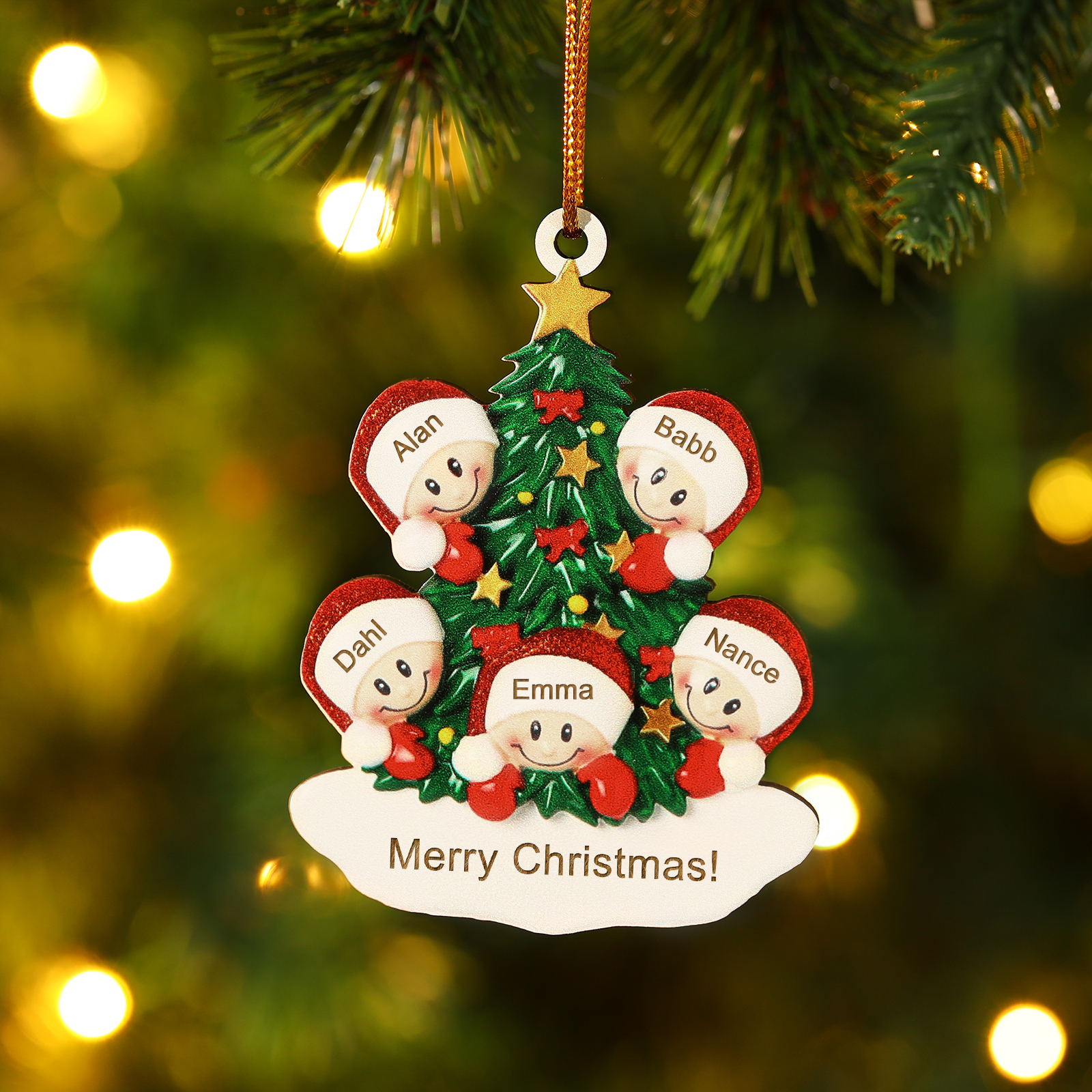 5 nomi personalizzati per l'albero di Natale, decorazione festiva per