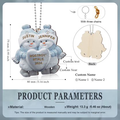 Portachiavi Natalizio Personalizzato con 2 Nomi & 1 Anno & 1 Testo – Regalo di Natale per Famiglia | Jessemade