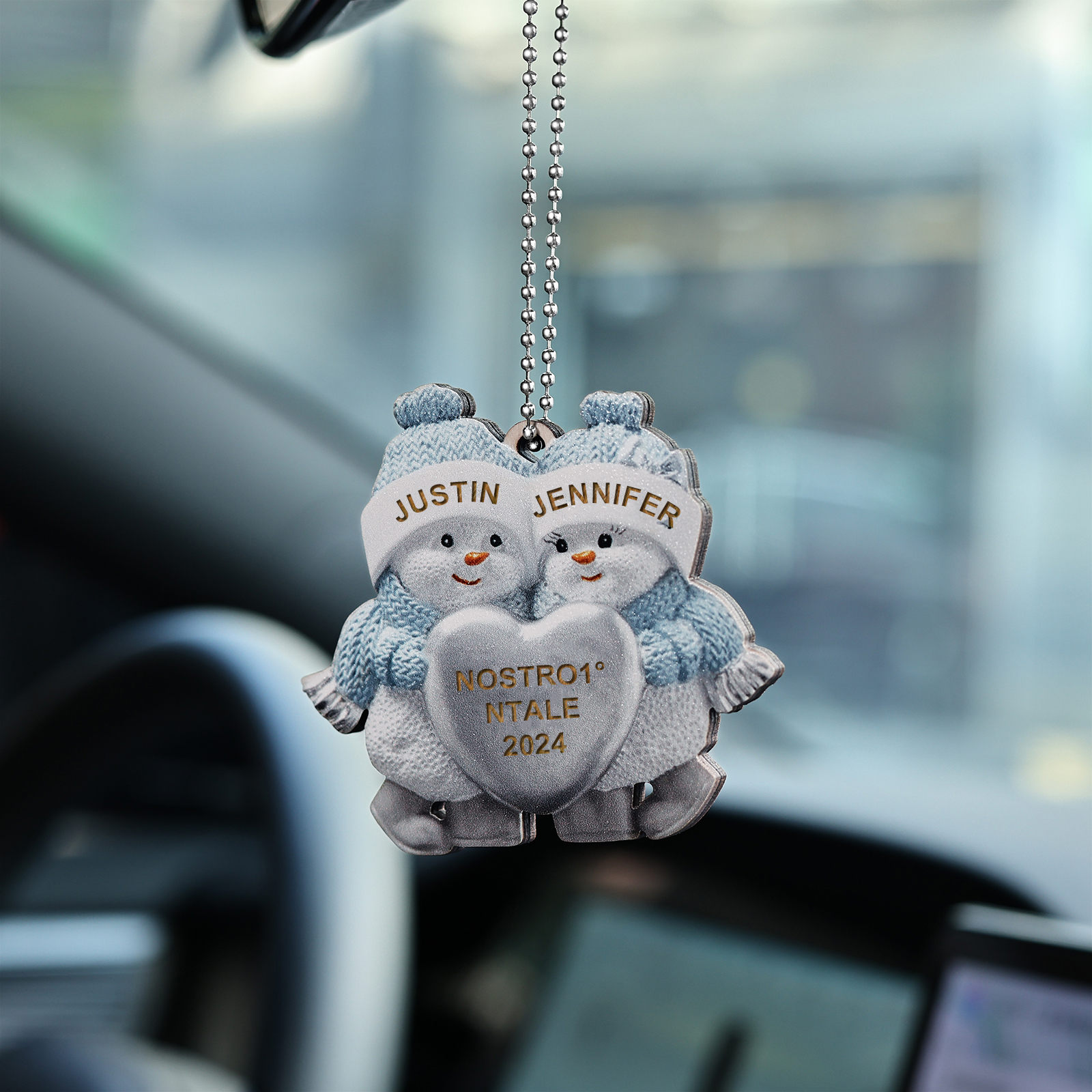 Portachiavi Natalizio Personalizzato con 2 Nomi & 1 Anno & 1 Testo – Regalo di Natale per Famiglia | Jessemade