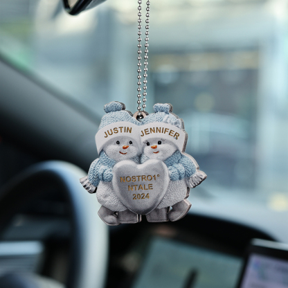 Portachiavi Natalizio Personalizzato con 2 Nomi & 1 Anno & 1 Testo – Regalo di Natale per Famiglia | Jessemade