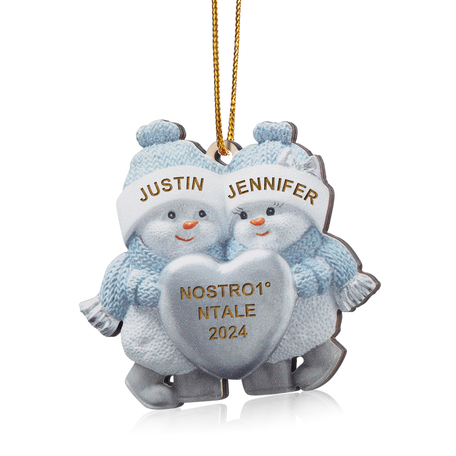 Portachiavi Natalizio Personalizzato con 2 Nomi & 1 Anno & 1 Testo – Regalo di Natale per Famiglia | Jessemade