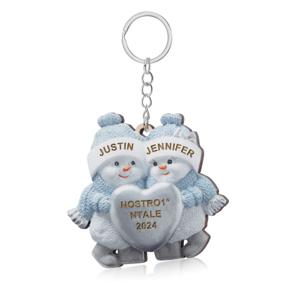 Portachiavi Natalizio Personalizzato con 2 Nomi & 1 Anno & 1 Testo – Regalo di Natale per Famiglia | Jessemade