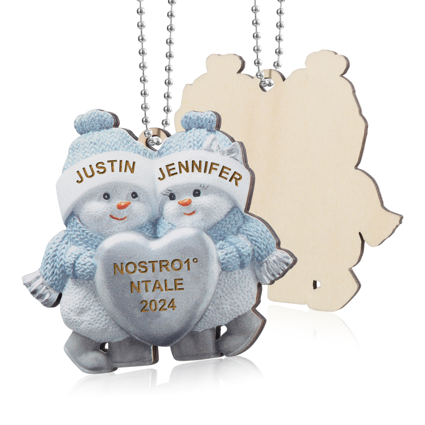 Portachiavi Natalizio Personalizzato con 2 Nomi & 1 Anno & 1 Testo – Regalo di Natale per Famiglia | Jessemade