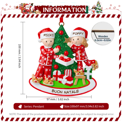 Decorazione Natalizia in Legno Personalizzata con Nomi - Regalo Perfetto per la Famiglia | Jessemade