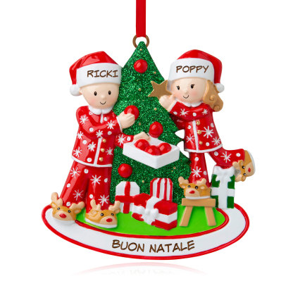 Decorazione Natalizia in Legno Personalizzata con Nomi - Regalo Perfetto per la Famiglia | Jessemade