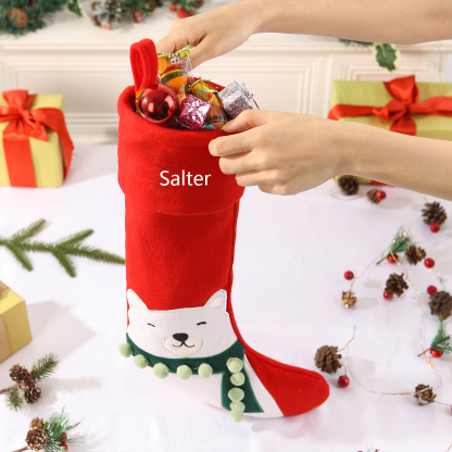 Calza di Natale in Tessuto Personalizzata - Nome Personalizzabile, Stili Rosso e Verde Regalo di Natale per Famiglia | Jessemade