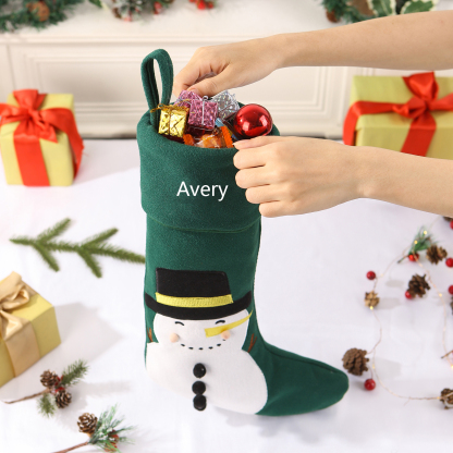 Calza di Natale in Tessuto Personalizzata - Nome Personalizzabile, Stili Rosso e Verde Regalo di Natale per Famiglia | Jessemade