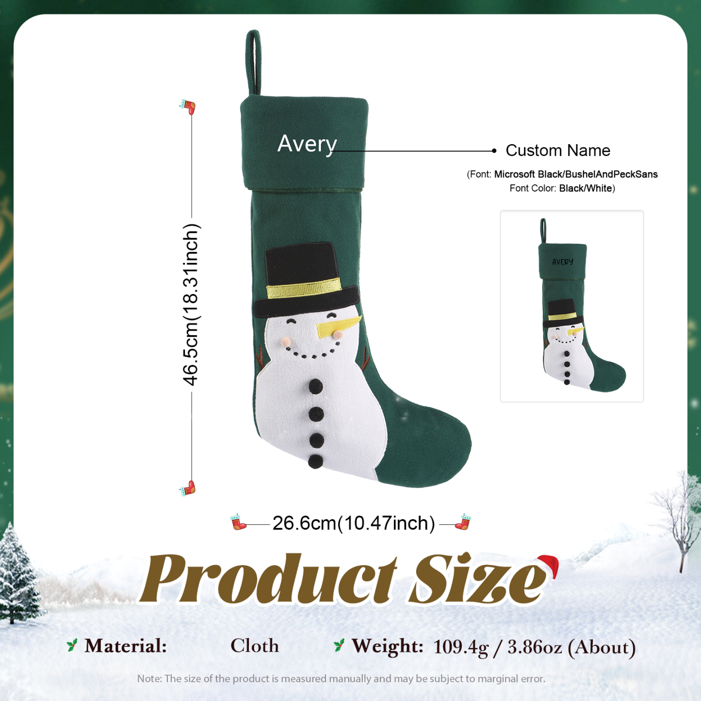 Calza di Natale in Tessuto Personalizzata - Nome Personalizzabile, Stili Rosso e Verde Regalo di Natale per Famiglia | Jessemade