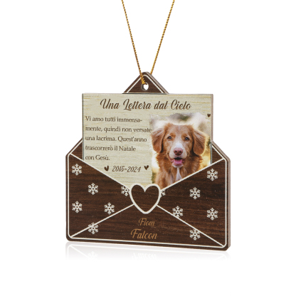 Pendente natalizio commemorativo in legno personalizzato "Lettera dal Cielo" con foto, anno, nome personalizzati, regalo di Natale commemorativo per animali domestici | Jessemade