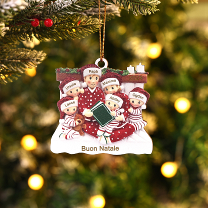 "Fare lettura"Pendente di Natale Personalizzato in legno per Famiglia 3-6 Nomi e 1 Testo personalizzati Decorazione Speciale | Jessmade