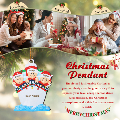 "Sulla nave"Ornamento natalizio in legno con 3-5 nomi personalizzati e 1 testo Regalo di Natale per la famiglia | Jessemade