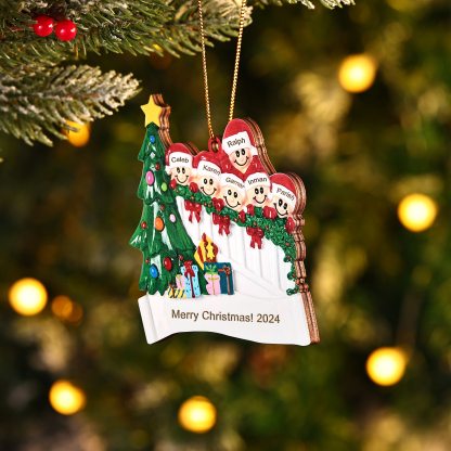 Decorazione Natalizia in Legno Personalizzata - Personalizza 6 Nomi, 1 Testo, Data - Albero di Natale e Personaggi, Regalo di Natale per la Famiglia | Jessemade