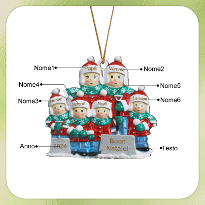 Ornamento Natalizio Personalizzato - Decorazione con 3-6 Nomi, 1 Anno & 1 Testo - Regalo di Natale per la Famiglia | Jessemade